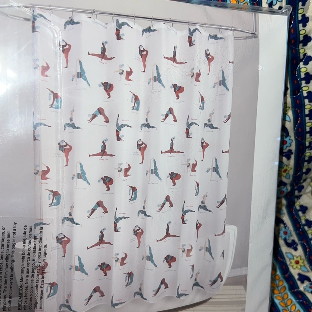 New Allure Shower Curtain, African American Women Doing Yoga in Various Poses